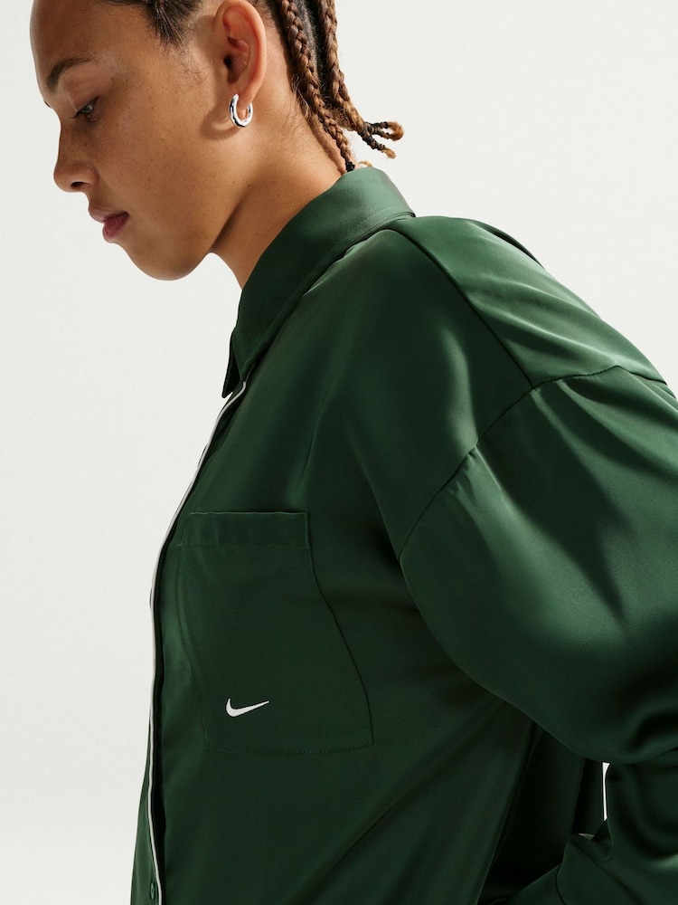 Nike Green Satin Button Through Shirt - Image 5 of 5 Nike Green Satin Button Through Shirt - Image 5 of 5