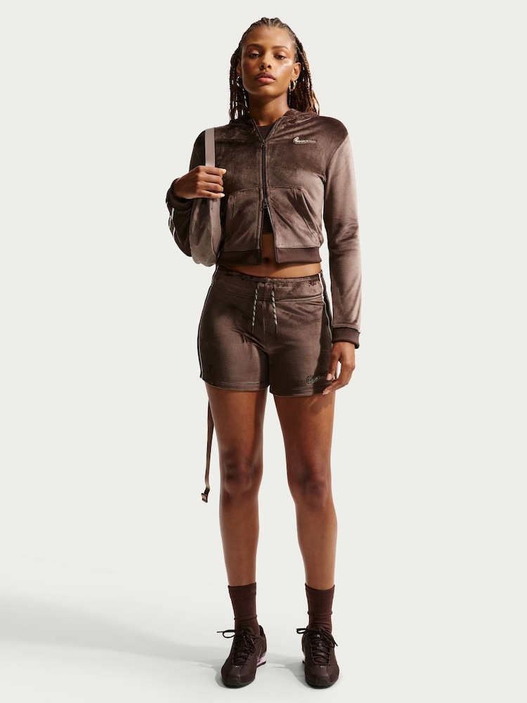 Nike Brown Velour Full-Zip Hoodie - Image 1 of 5