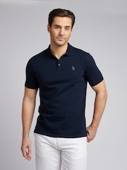 U.S. Polo Assn. Blue Mens Double Horsemen Jersey Polo Shirt - Image 1 of 9