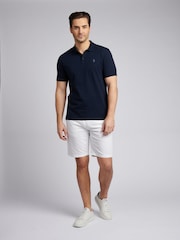 U.S. Polo Assn. Blue Mens Double Horsemen Jersey Polo Shirt - Image 3 of 9