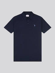 U.S. Polo Assn. Blue Mens Double Horsemen Jersey Polo Shirt - Image 6 of 9