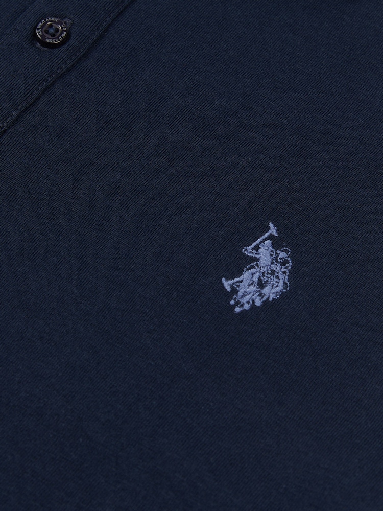 U.S. Polo Assn. Blue Mens Double Horsemen Jersey Polo Shirt - Image 9 of 9