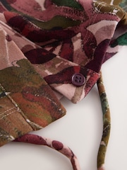 Roze met palmboomprint - V-Neck Short Sleeved Tie Waist Top - Afbeelding 8 van 9