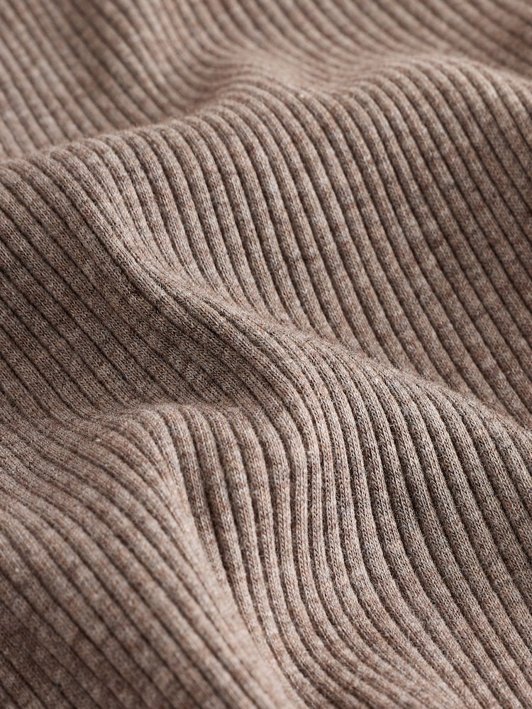 Topo - Ribbed Long Sleeve Button Through Polo Shirt - Imagen 9 de 9