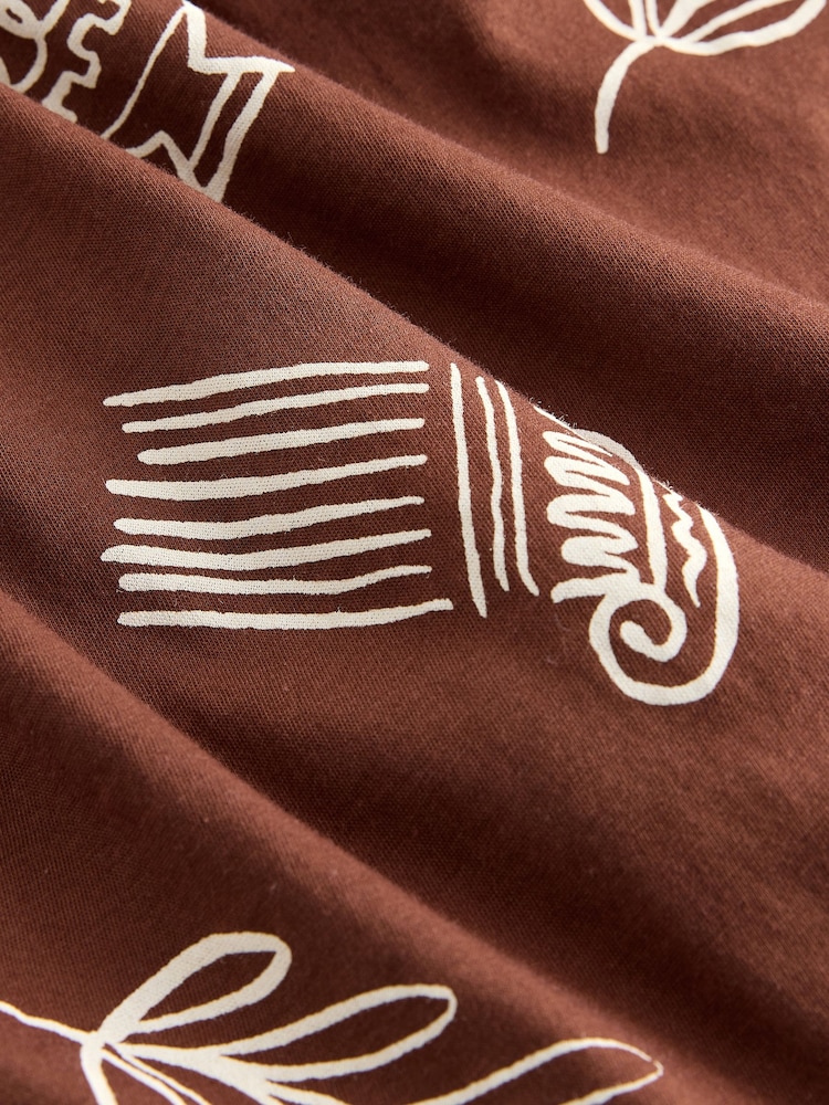 Chocolate Brown Vase Print Short Sleeved Square Neck Top - Image 3 of 3 Chocolate Brown Vase Print Short Sleeved Square Neck Top - Image 3 of 3