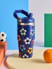 Navy Football 600ml Stainless Steel Water Bottle - Image 1 of 3