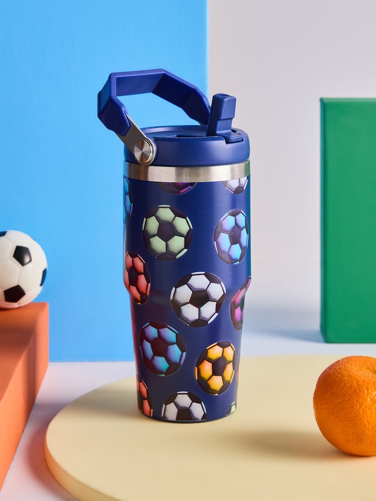 Navy Football 600ml Stainless Steel Water Bottle - Image 1 of 3