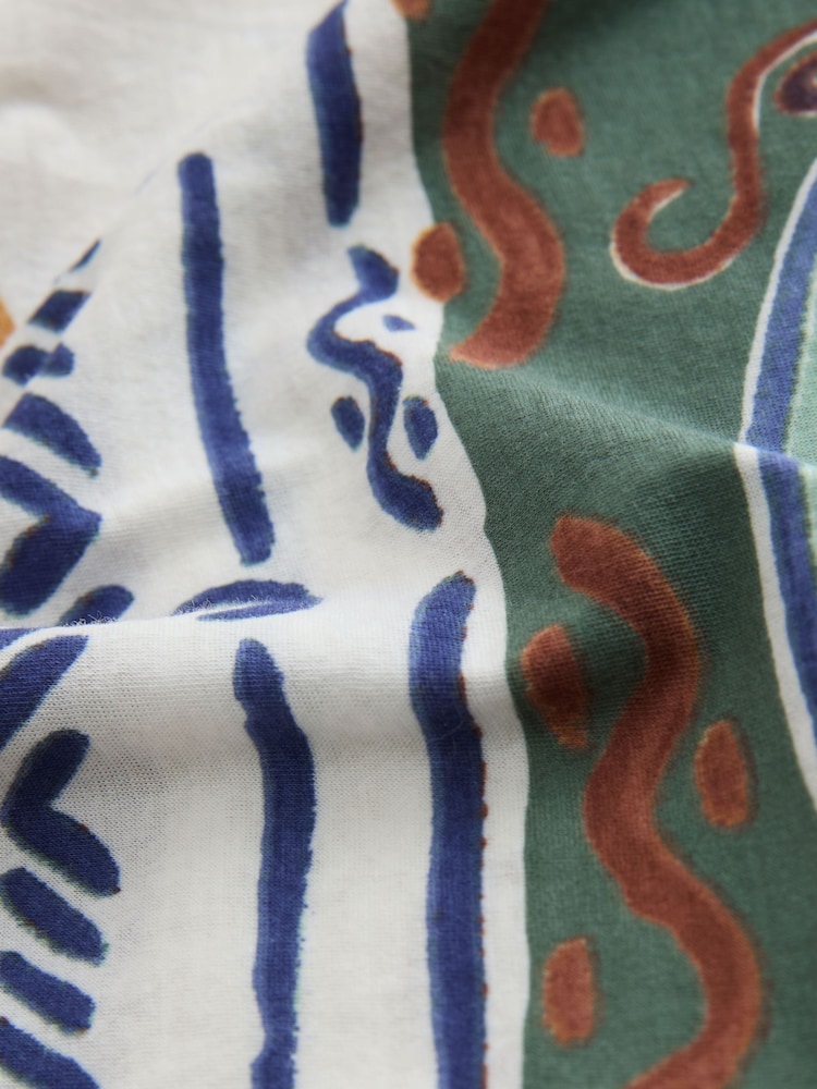 Green Greek Print Short Sleeved Square Neck Top - Image 7 of 7