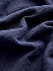 Navy Blue Broderie Sleeve Crew Neck T-Shirt - Image 5 of 6
