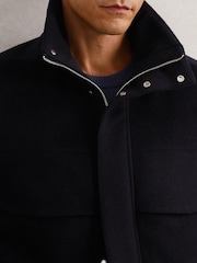 Reiss Navy Noel Wool-Blend Funnel-Neck Zip Jacket - Image 4 of 8