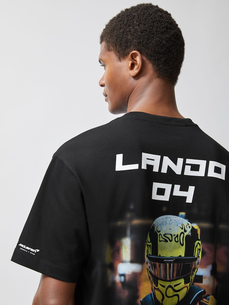 Reiss Black Dna McLaren F1 Team Lando-Print T-Shirt Unisex Fit - Image 1 of 6