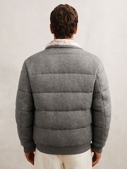 Reiss Grey Gerald Faux-Fur Collar Quilted Puffer Jacket - Image 5 of 6
