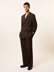 Reiss Brown Elder Monogram Relaxed Double-Breasted Blazer - Image 5 of 9