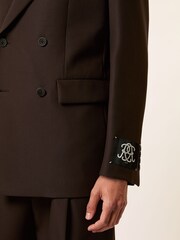Reiss Brown Elder Monogram Relaxed Double-Breasted Blazer - Image 6 of 9