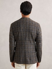 Reiss Brown Brazanati Wool-Blend Dogtooth Check Blazer - Image 5 of 7