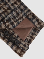 Reiss Brown Brazanati Wool-Blend Dogtooth Check Blazer - Image 6 of 7