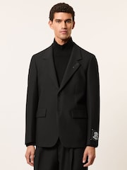 Reiss Black Arley Monogram Relaxed Single-Breasted Blazer - Image 1 of 9