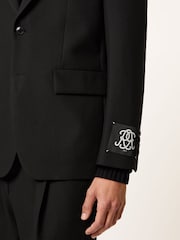 Reiss Black Arley Monogram Relaxed Single-Breasted Blazer - Image 7 of 9