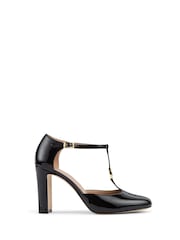 LK Bennett Black Almina Print Leather Oloid Maryjane Open Courts - Image 1 of 4