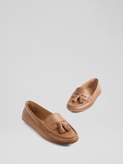 LK Bennett Brown Leather Tassel Moccasin Loafers - Image 3 of 4