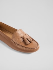 LK Bennett Brown Leather Tassel Moccasin Loafers - Image 4 of 4
