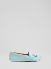 LK Bennett Blue Leather Tassel Moccasin Loafers - Image 1 of 4