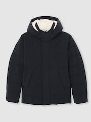 Reiss Navy Klause Fleece-Lined Hooded Puffer Jacket - Image 2 of 6