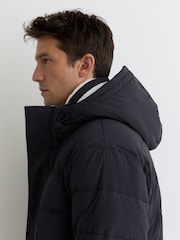 Reiss Navy Klause Fleece-Lined Hooded Puffer Jacket - Image 3 of 6