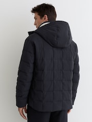 Reiss Navy Klause Fleece-Lined Hooded Puffer Jacket - Image 5 of 6