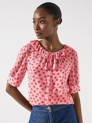 LK Bennett Coco Frilled Pink Blouse - Imagem 1 de 5