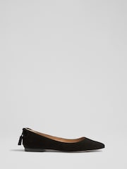LK Bennett Black Essie Suede Tassel Point Flats - Image 1 of 4