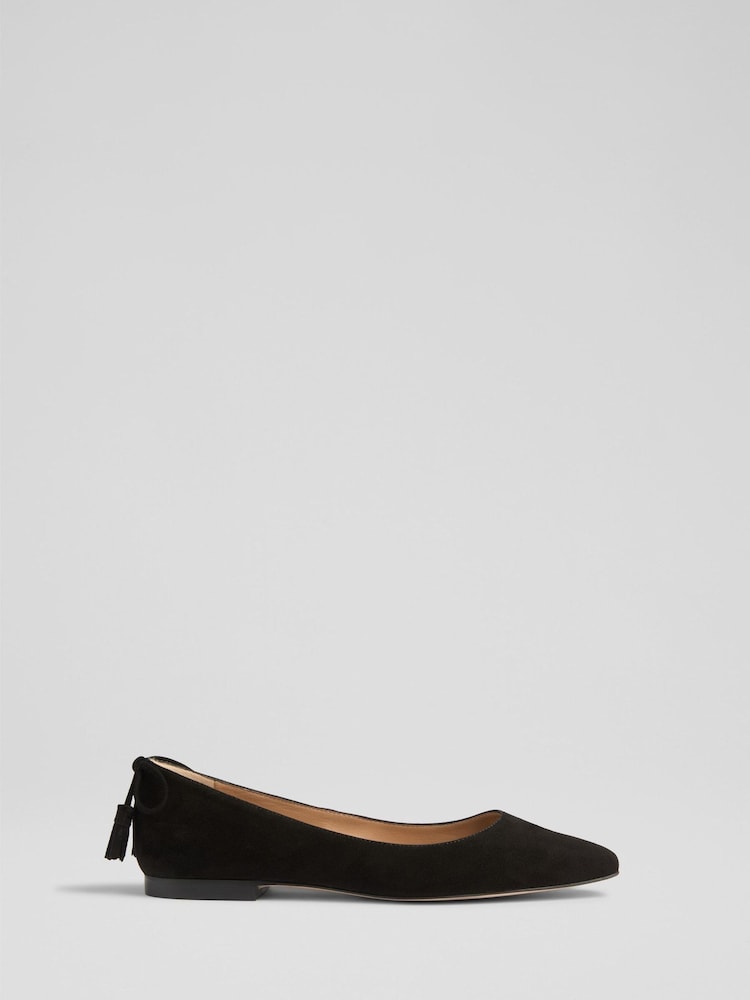 LK Bennett Black Essie Suede Tassel Point Flats - Image 1 of 4