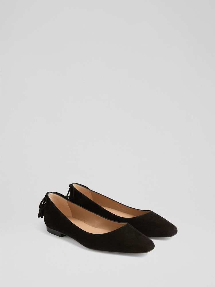 LK Bennett Black Essie Suede Tassel Point Flats - Image 2 of 4