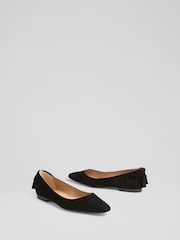 LK Bennett Black Essie Suede Tassel Point Flats - Image 3 of 4