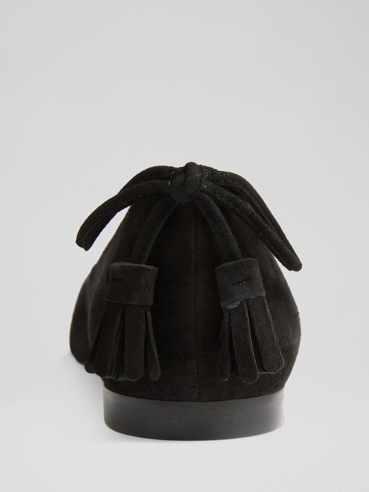 LK Bennett Black Essie Suede Tassel Point Flats - Image 4 of 4