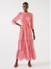 LK Bennett Pink Olivia Silk Midi Dress - Image 1 of 3
