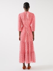 LK Bennett Pink Olivia Silk Midi Dress - Image 2 of 3