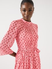 LK Bennett Pink Olivia Silk Midi Dress - Image 3 of 3