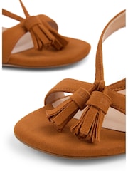 LK Bennett Brown Jeanie Brown Leather Tassel Block Heel Sandals - Image 4 of 4