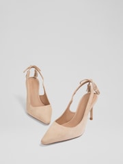 LK Bennett Natural Cary Trench Suede Tassel Slingback Courts - Image 3 of 4