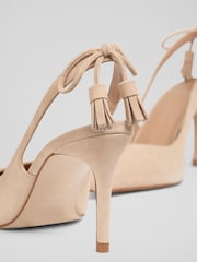 LK Bennett Natural Cary Trench Suede Tassel Slingback Courts - Image 4 of 4