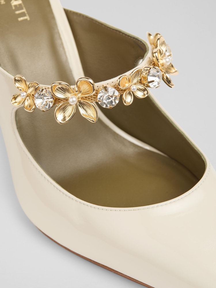 LK Bennett Natural Flower Trim Leather Mule Court Shoes - Image 4 of 4 LK Bennett Natural Flower Trim Leather Mule Court Shoes - Image 4 of 4
