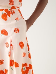 Macacão de cetim com estampa floral LK Bennett laranja multi algodão plissado - Imagem 5 de 6