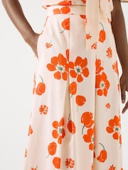 Macacão de cetim com estampa floral LK Bennett laranja multi algodão plissado - Imagem 6 de 6