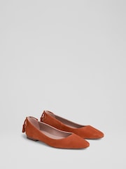 LK Bennett Orange Essie Suede Tassel Point Flats - Image 2 of 4