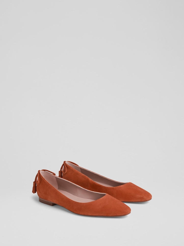 LK Bennett Orange Essie Suede Tassel Point Flats - Image 2 of 4