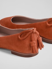LK Bennett Orange Essie Suede Tassel Point Flats - Image 4 of 4