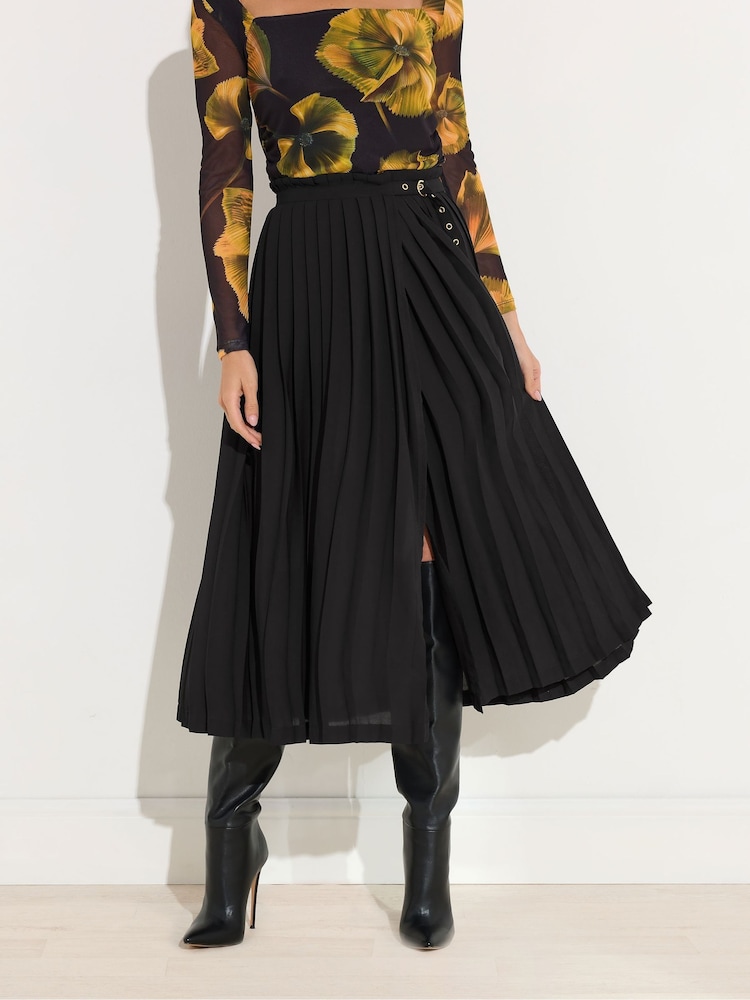 Star by Julien MacDonald Black Pleated Maxi Skirt - Image 1 of 6