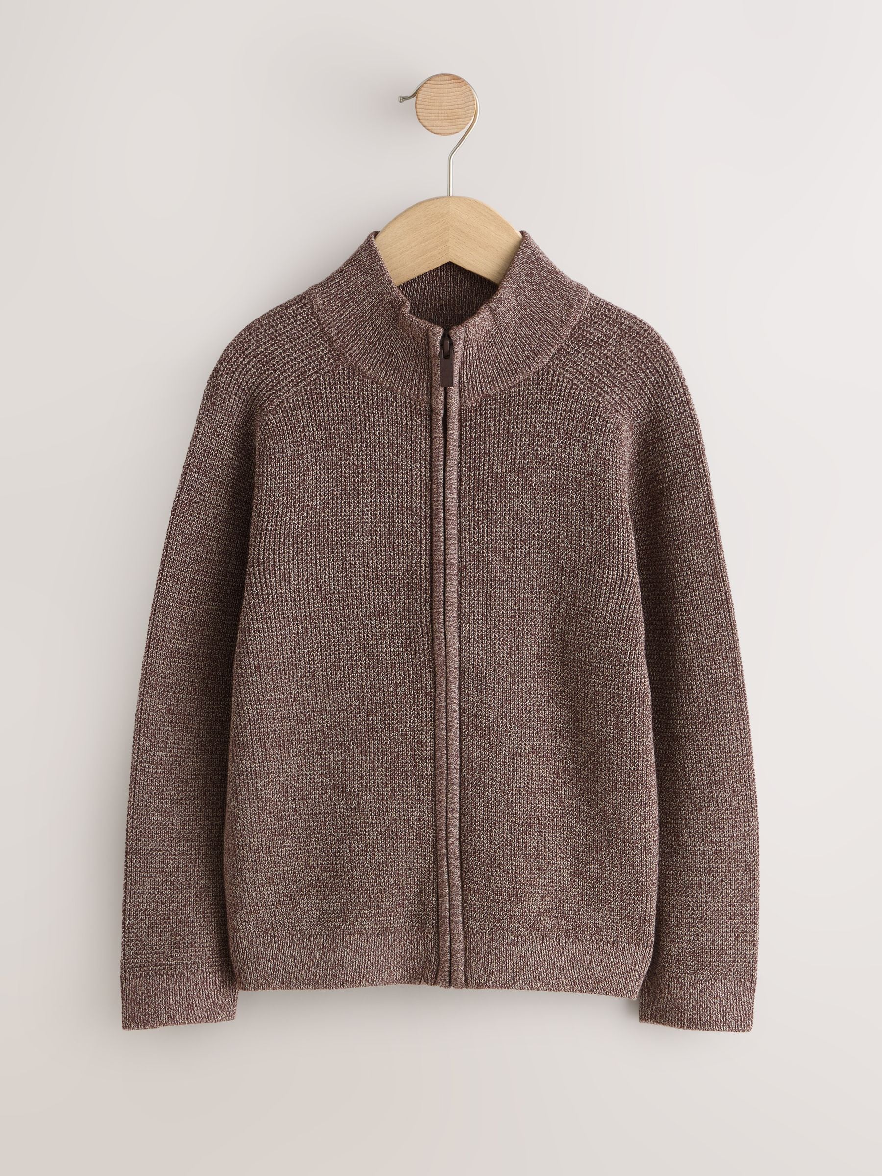 Buy Plum Purple Textured Zip Through Knitted Cardigan (3-16yrs