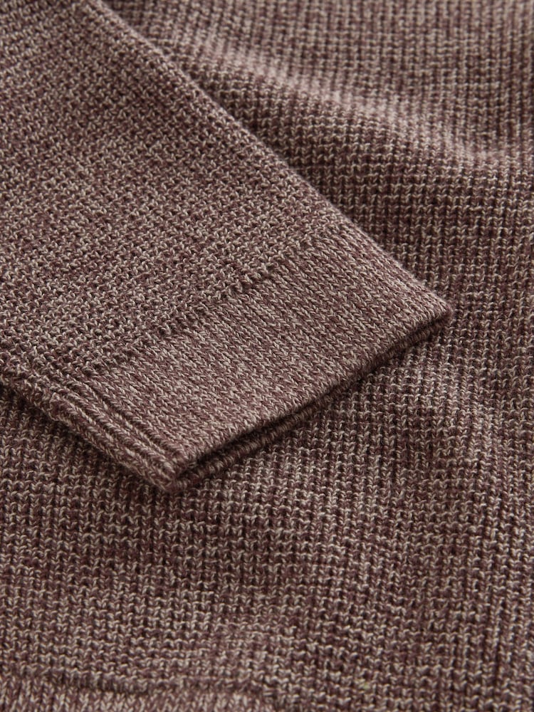 Plum Purple Textured Zip Through Knitted Cardigan (3-16yrs) - Image 4 of 4 Plum Purple Textured Zip Through Knitted Cardigan (3-16yrs) - Image 4 of 4